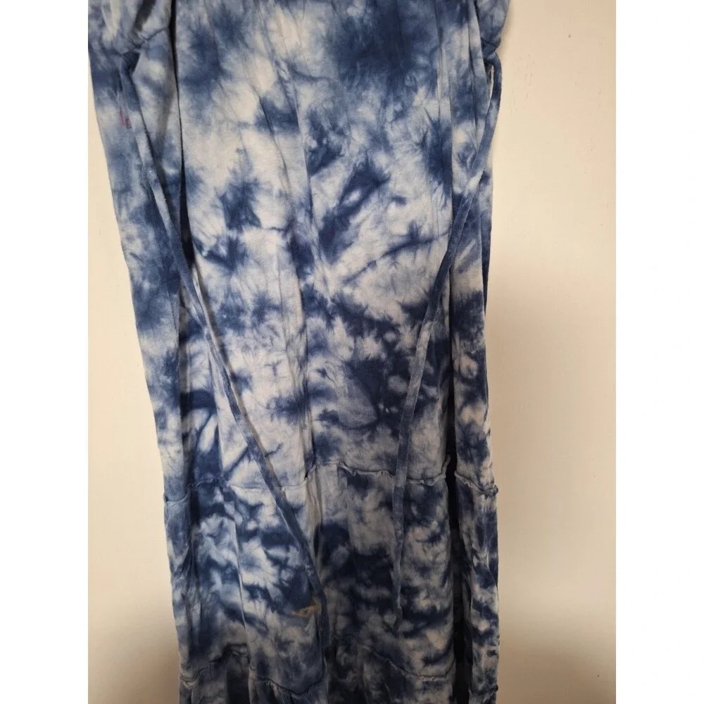 Justice Girls Blue White Tie Dye Maxi Dress Size 16 Cotton Ruffled Sequin Cami